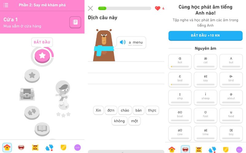 App học IELTS miễn phí - app Duolingo