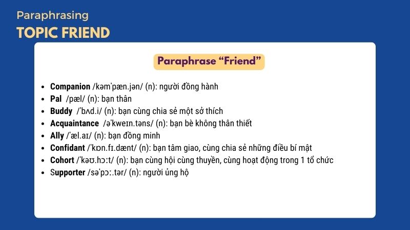 Cách paraphrase "Friend"