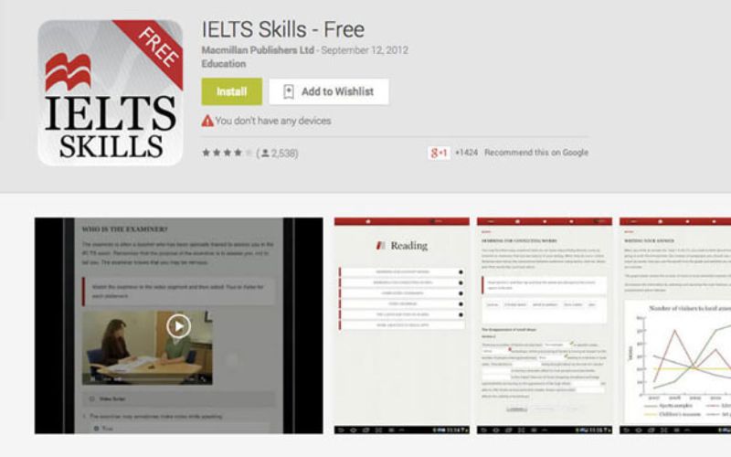 App học IELTS trả phí do Macmillan phát triển