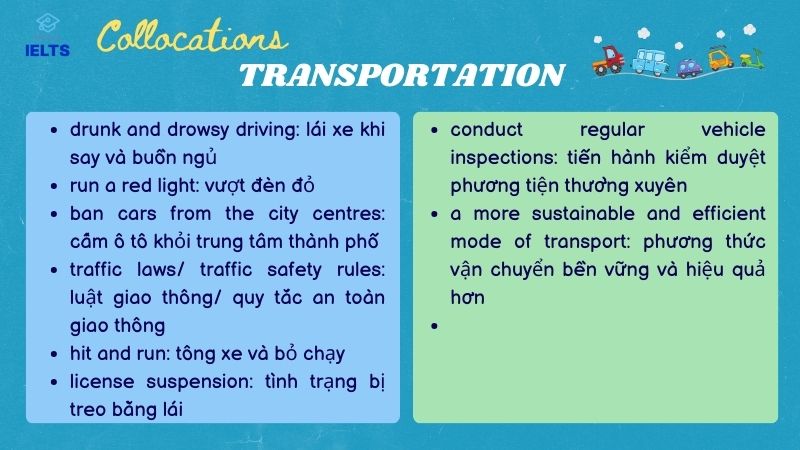 Collocations trong IELTS Speaking Transportation