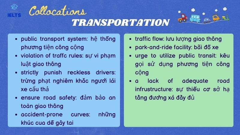 Collocations trong IELTS Speaking Transportation (tiếp)
