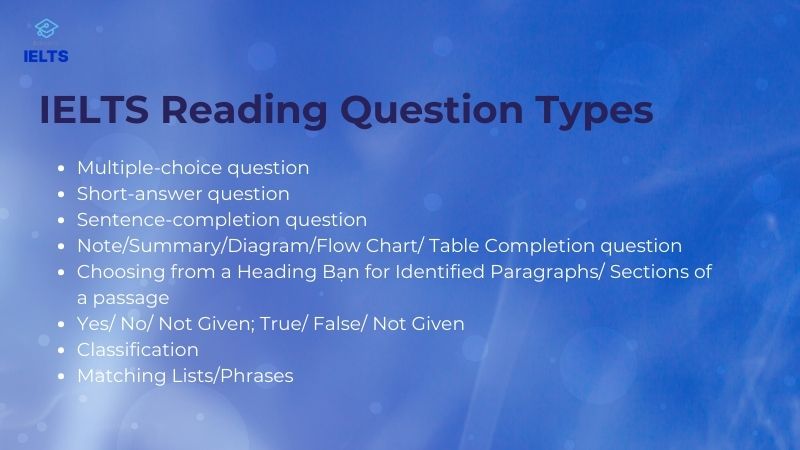 Basic IELTS Reading Part 1 - Các dạng câu hỏi thường gặp
