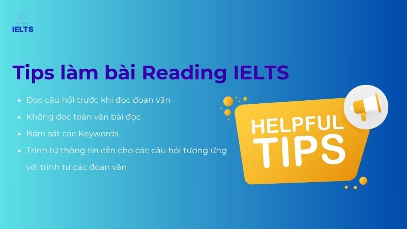 Tips làm IELTS Reading chung cho các dang bài