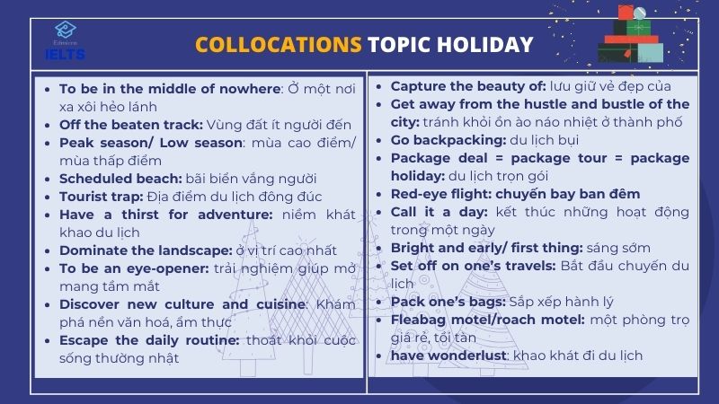 Collocations chủ đề Holidays