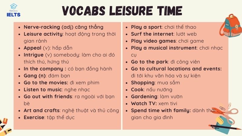 Từ vựng topic Leisure time