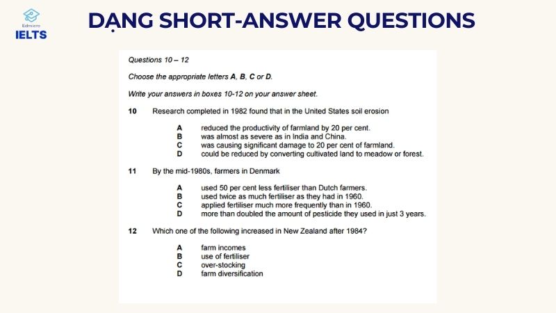 Cách làm dạng bài Short-answer question