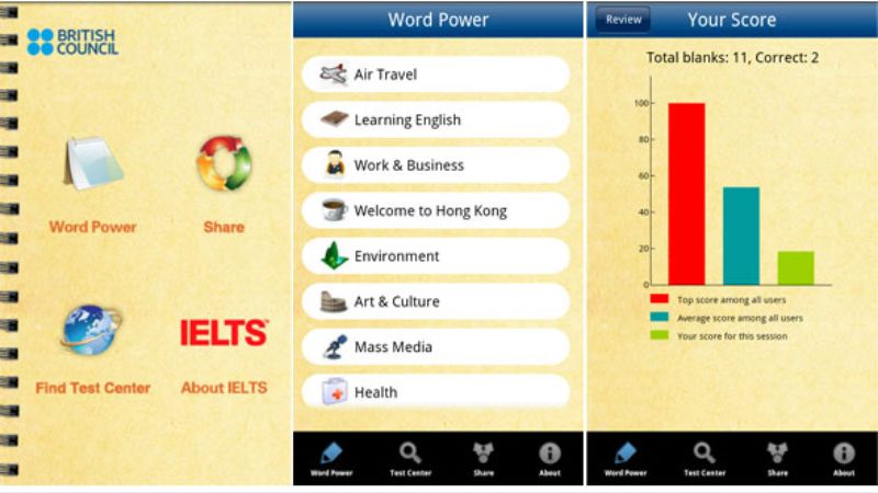Ứng dụng IELTS Word Power từ British Council