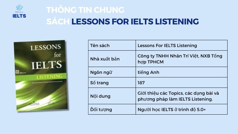 Tổng quan về sách Lessons For IELTS Listening