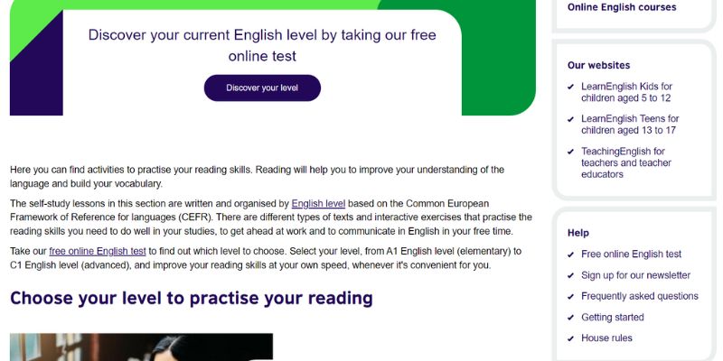 Luyện Reading từ level A1 đến C1 cùng British Council