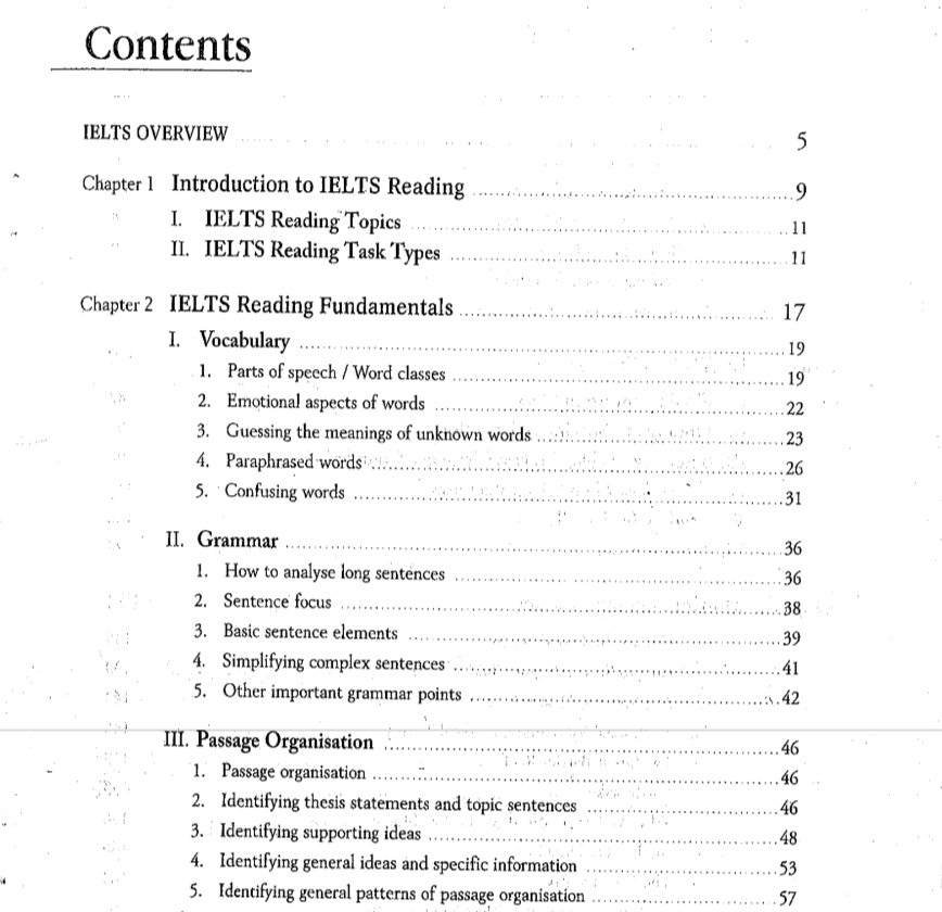Mục lục sách Intensive IELTS Reading (1)