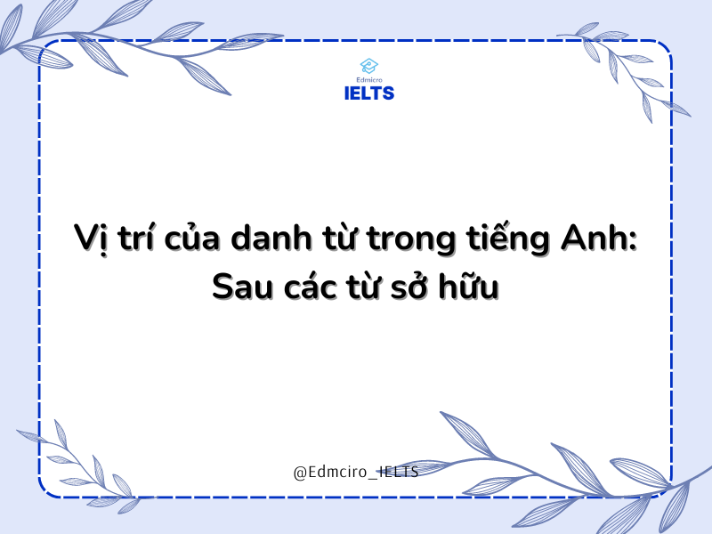 Vị trí của danh từ: Sau các từ sở hữu