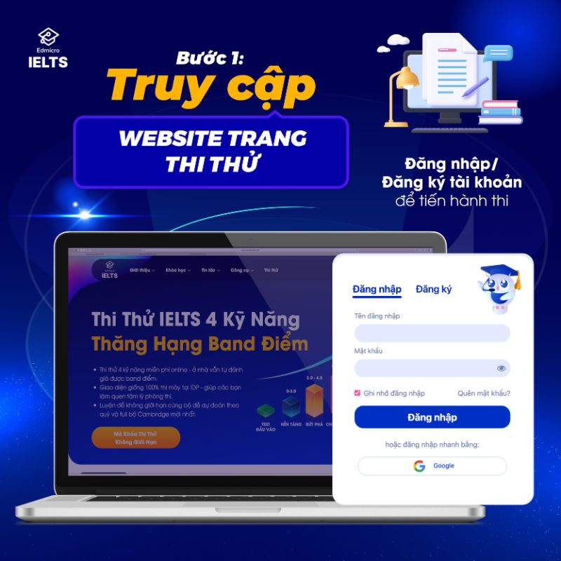 Bước 1: Truy cập Website trang "Thi thử"