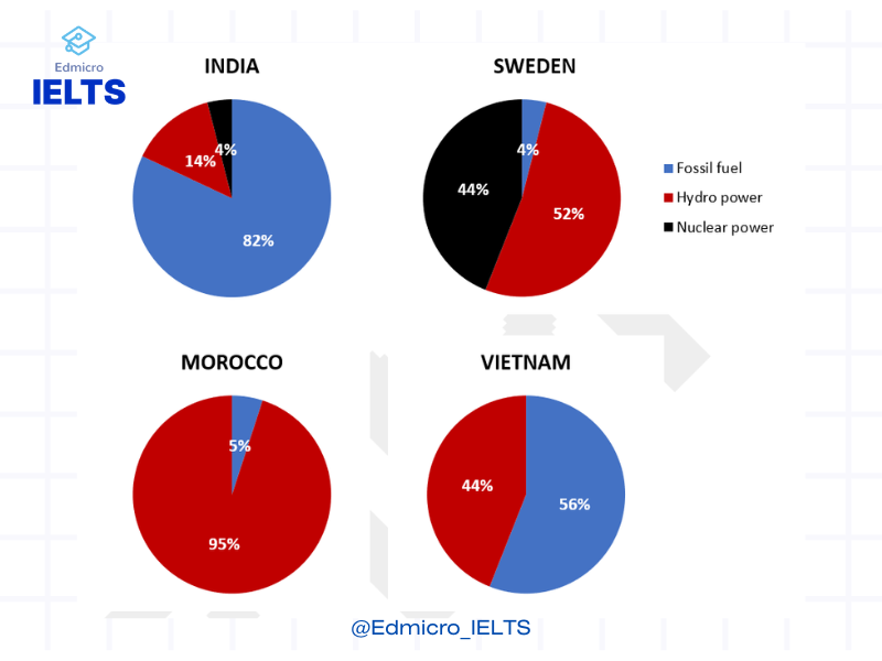 Đề bài mẫu dạng bài Pie Chart