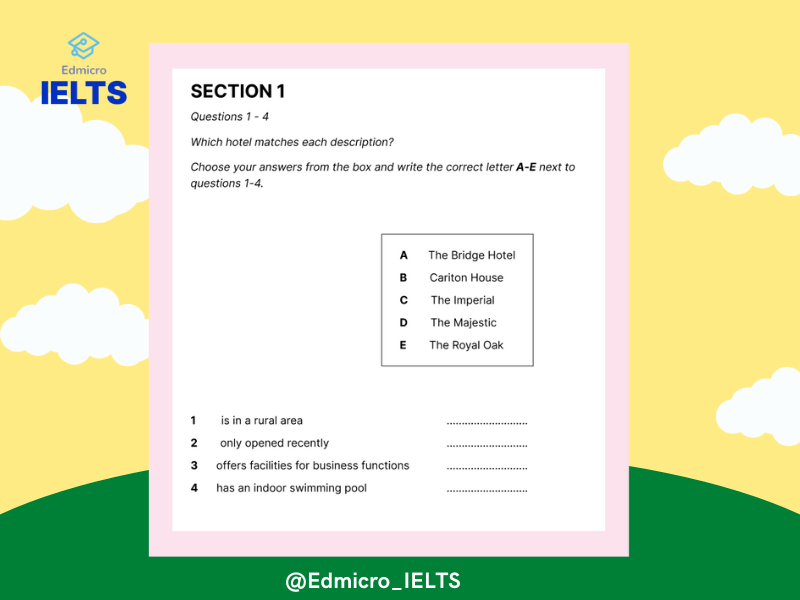 Đề bài Classification IELTS Listening