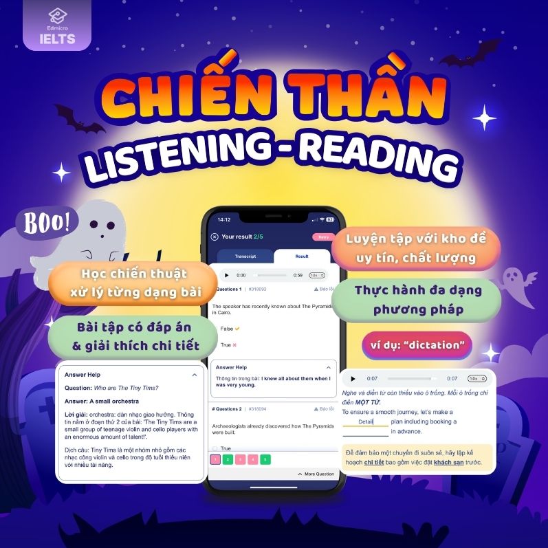 AI chấm chữa 2 kỹ năng Listening & Reading