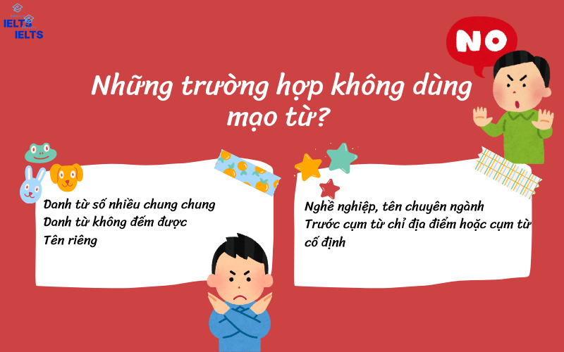 Trường hợp không dùng mạo từ