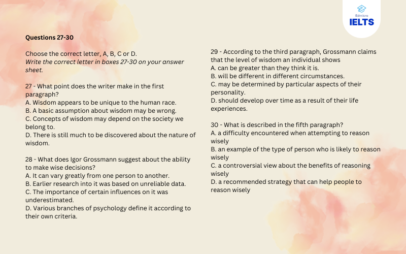 Question 27 - 30