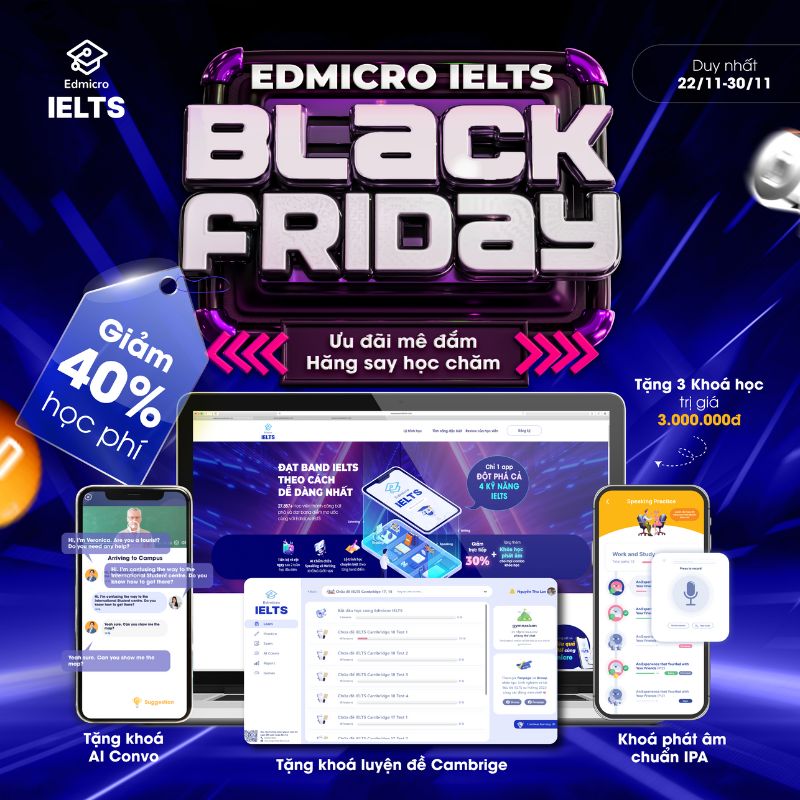 Edmicro IELTS siêu ưu đãi Black Friday 2024